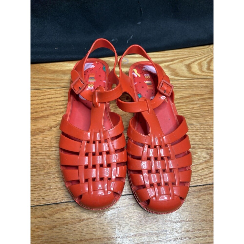 Melissa Cosmica Possession Orange Jelly Sandals Fisherman Buckle Shoes Womens 9